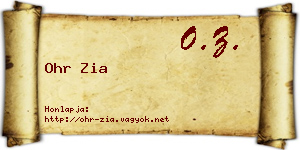 Ohr Zia névjegykártya
